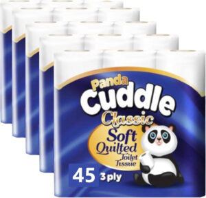 Panda Cuddle Classic Toilet Tissue Paper Loo Roll 45 Pack 3 Ply
