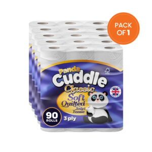 Panda Cuddle Toilet Paper – 90 Rolls (3-Ply, Quilted, Unscented)